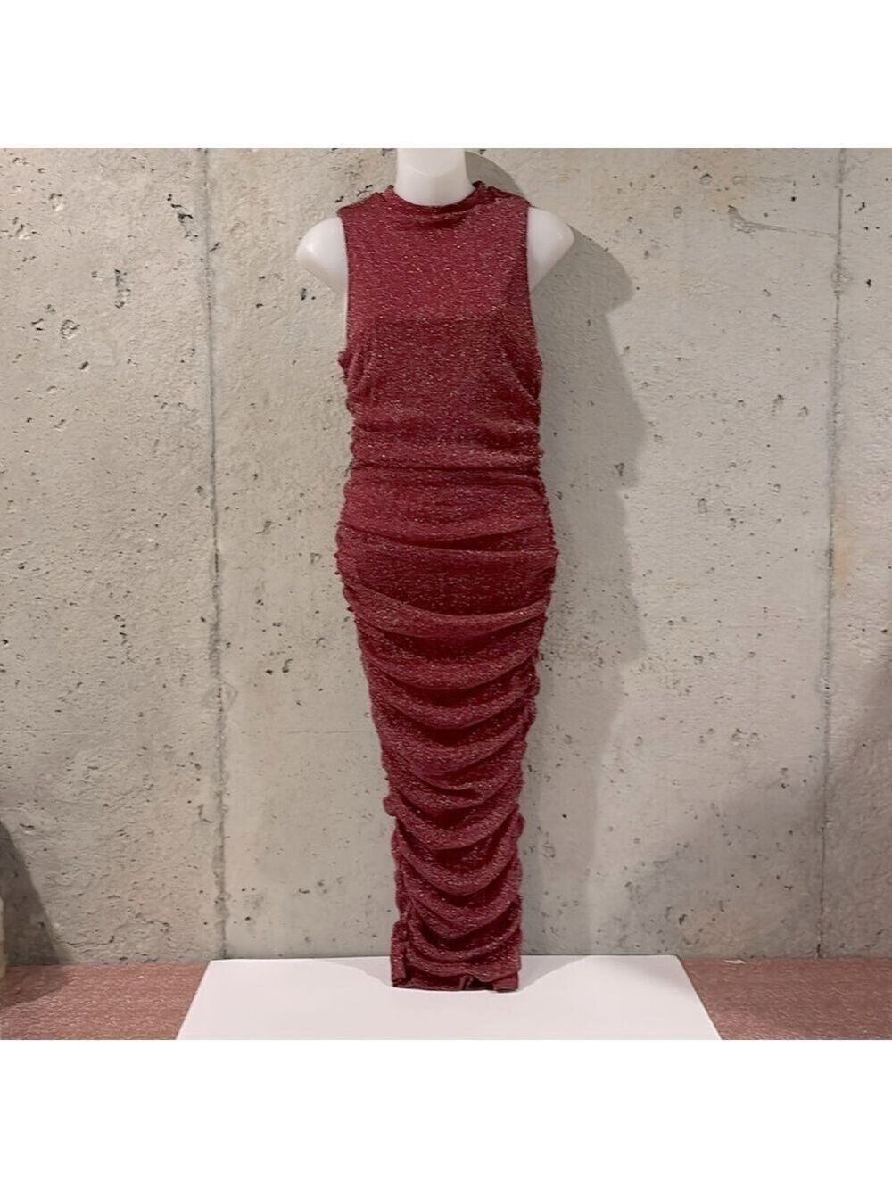 NWT - FashionNova Wine “Keep Standards High” Midi Dress - Size L